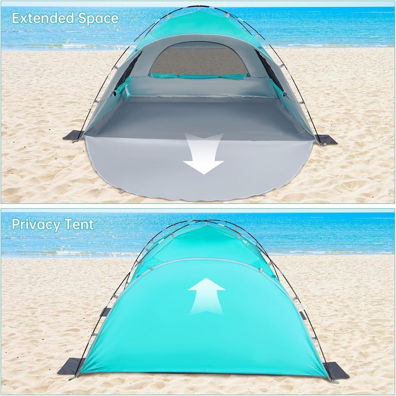 Night Cat Beach Tent Portable Camping Sun Shade Shelter for 2-4 Persons with UV Protection 3 Breathable Mesh Windows Extended Tent Floor Easy Set Up Outdoor - Image 5